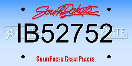 IB52752 South Dakota License Plate