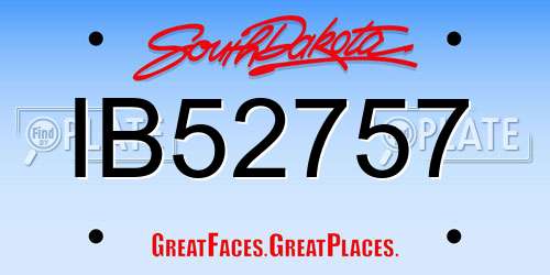 IB52757 South Dakota License Plate