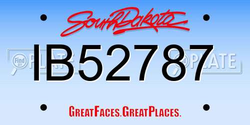 IB52787 South Dakota License Plate