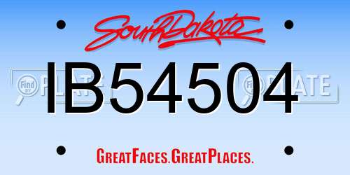 IB54504 South Dakota License Plate