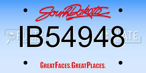 IB54948 South Dakota License Plate