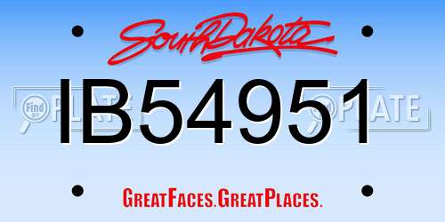 IB54951 South Dakota License Plate