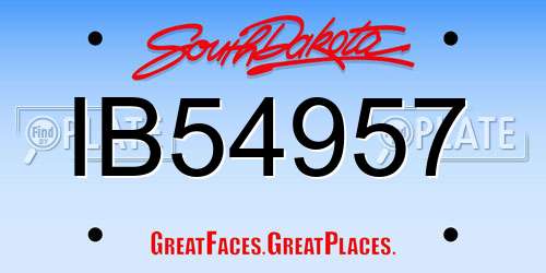 IB54957 South Dakota License Plate