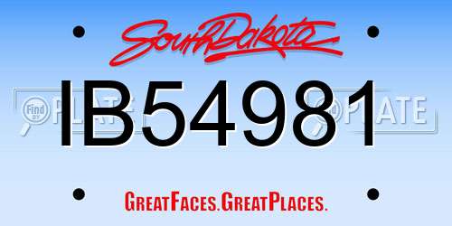 IB54981 South Dakota License Plate