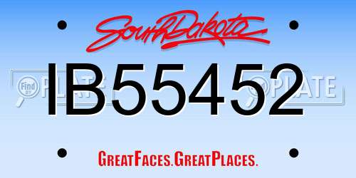 IB55452 South Dakota License Plate