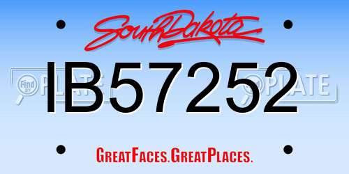 IB57252 South Dakota License Plate