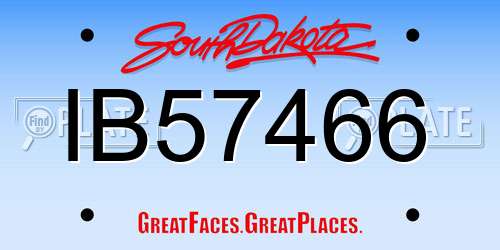 IB57466 South Dakota License Plate