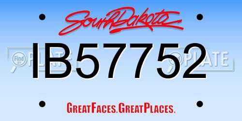 IB57752 South Dakota License Plate