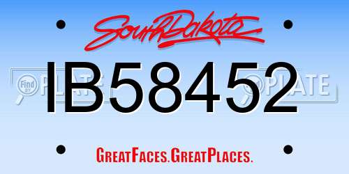 IB58452 South Dakota License Plate