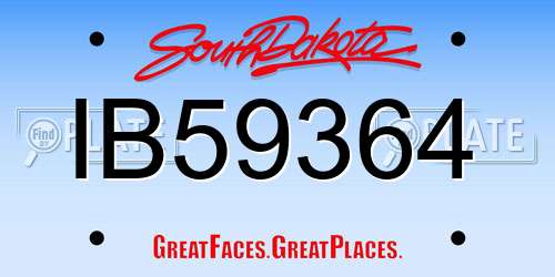 IB59364 South Dakota License Plate