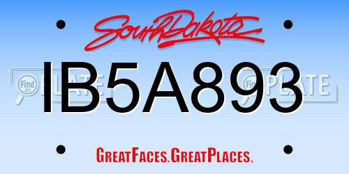 IB5A893 South Dakota License Plate