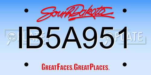 IB5A951 South Dakota License Plate