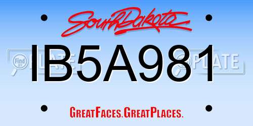IB5A981 South Dakota License Plate