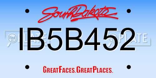 IB5B452 South Dakota License Plate