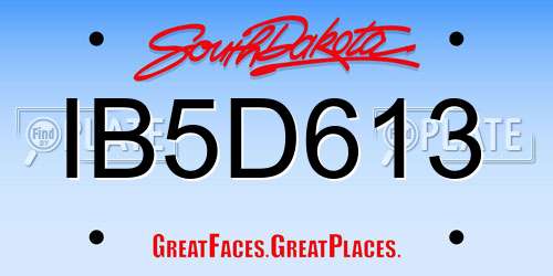 IB5D613 South Dakota License Plate