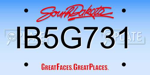 IB5G731 South Dakota License Plate