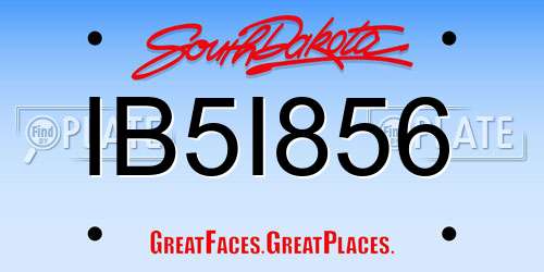 IB5I856 South Dakota License Plate