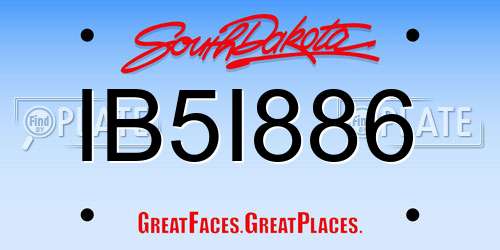 IB5I886 South Dakota License Plate