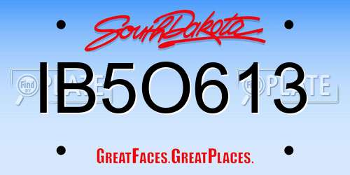 IB5O613 South Dakota License Plate