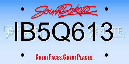IB5Q613 South Dakota License Plate