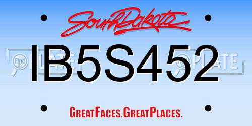 IB5S452 South Dakota License Plate