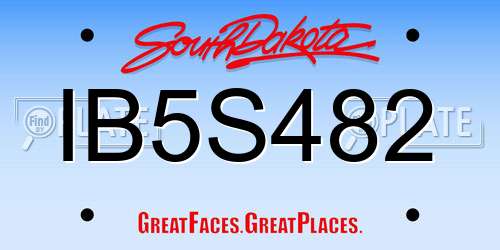 IB5S482 South Dakota License Plate