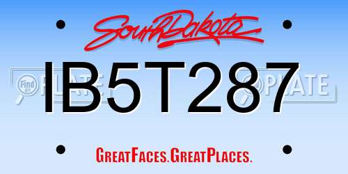 IB5T287 South Dakota License Plate