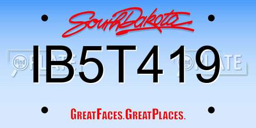 IB5T419 South Dakota License Plate