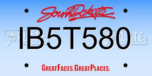 IB5T580 South Dakota License Plate