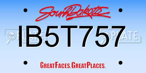 IB5T757 South Dakota License Plate