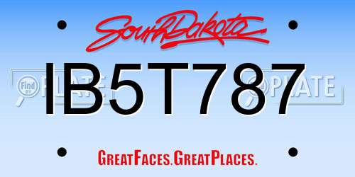 IB5T787 South Dakota License Plate