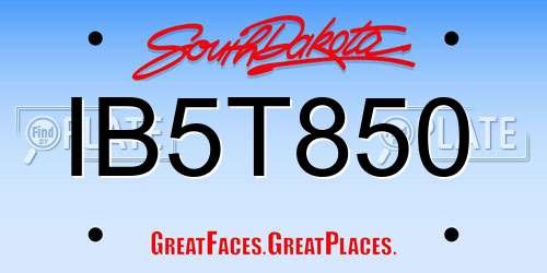 IB5T850 South Dakota License Plate
