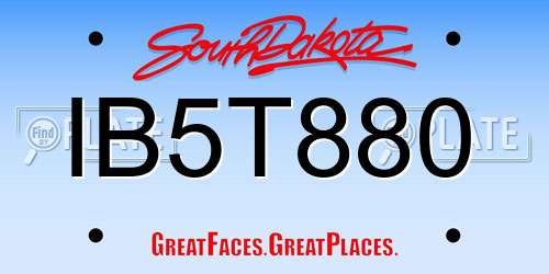 IB5T880 South Dakota License Plate