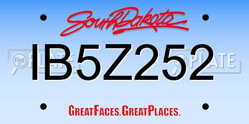 IB5Z252 South Dakota License Plate