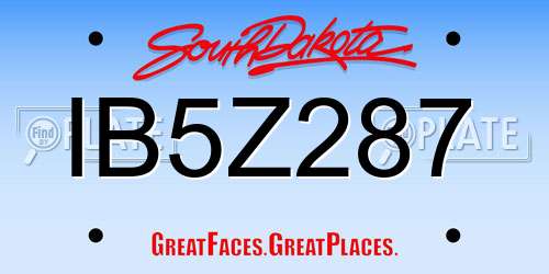 IB5Z287 South Dakota License Plate