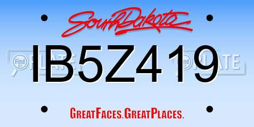 IB5Z419 South Dakota License Plate