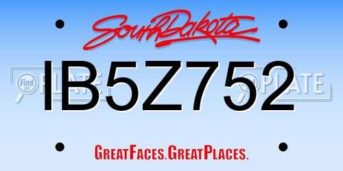 IB5Z752 South Dakota License Plate
