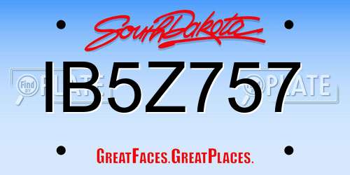 IB5Z757 South Dakota License Plate