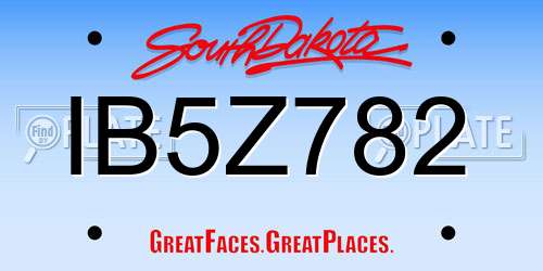 IB5Z782 South Dakota License Plate