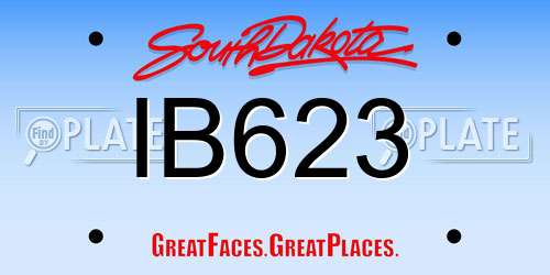 IB623 South Dakota License Plate