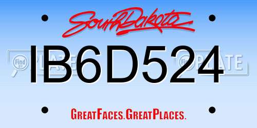 IB6D524 South Dakota License Plate