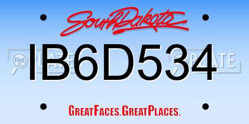 IB6D534 South Dakota License Plate