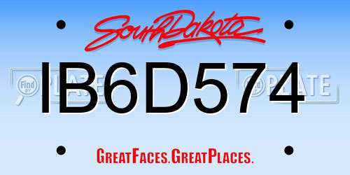 IB6D574 South Dakota License Plate