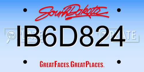 IB6D824 South Dakota License Plate