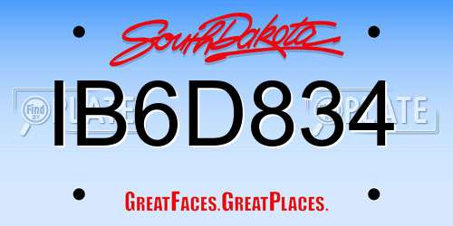 IB6D834 South Dakota License Plate