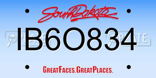 IB6O834 South Dakota License Plate