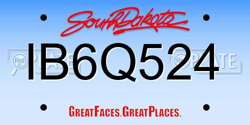 IB6Q524 South Dakota License Plate