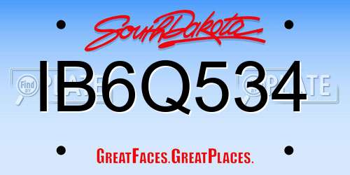 IB6Q534 South Dakota License Plate