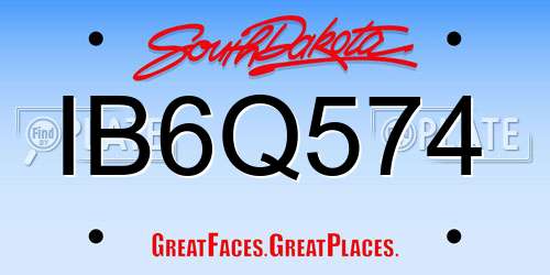 IB6Q574 South Dakota License Plate