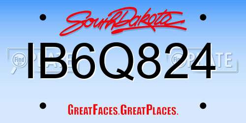 IB6Q824 South Dakota License Plate